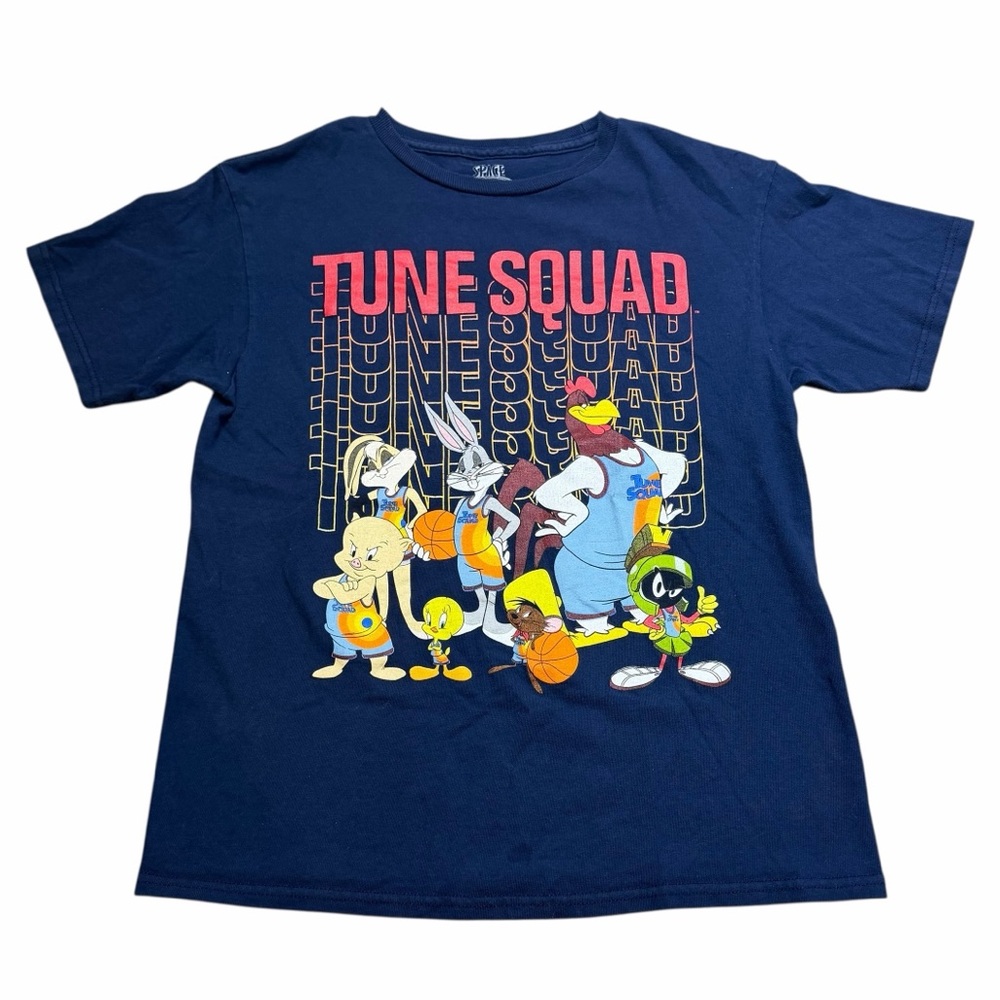 10/$25🦋 Space Jam Navy TUNE SQUAD Graphic Tee - Size Large